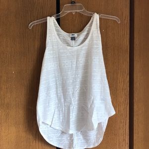 white patterned tank top